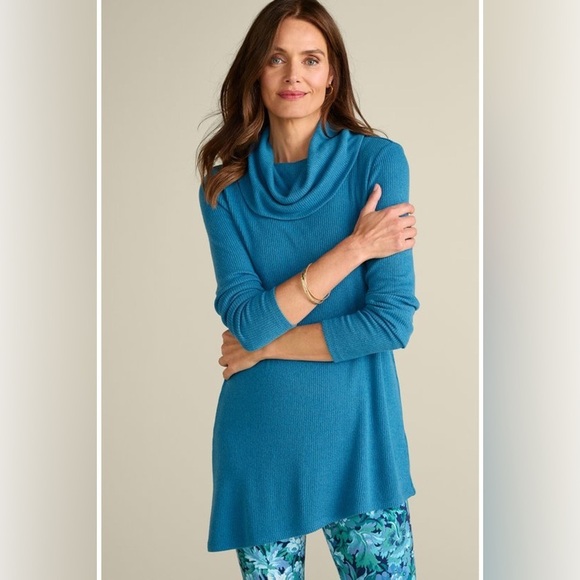 Soft Surroundings Kayla Rib Knit Cowl Neck Tunic Size S - Picture 1 of 9